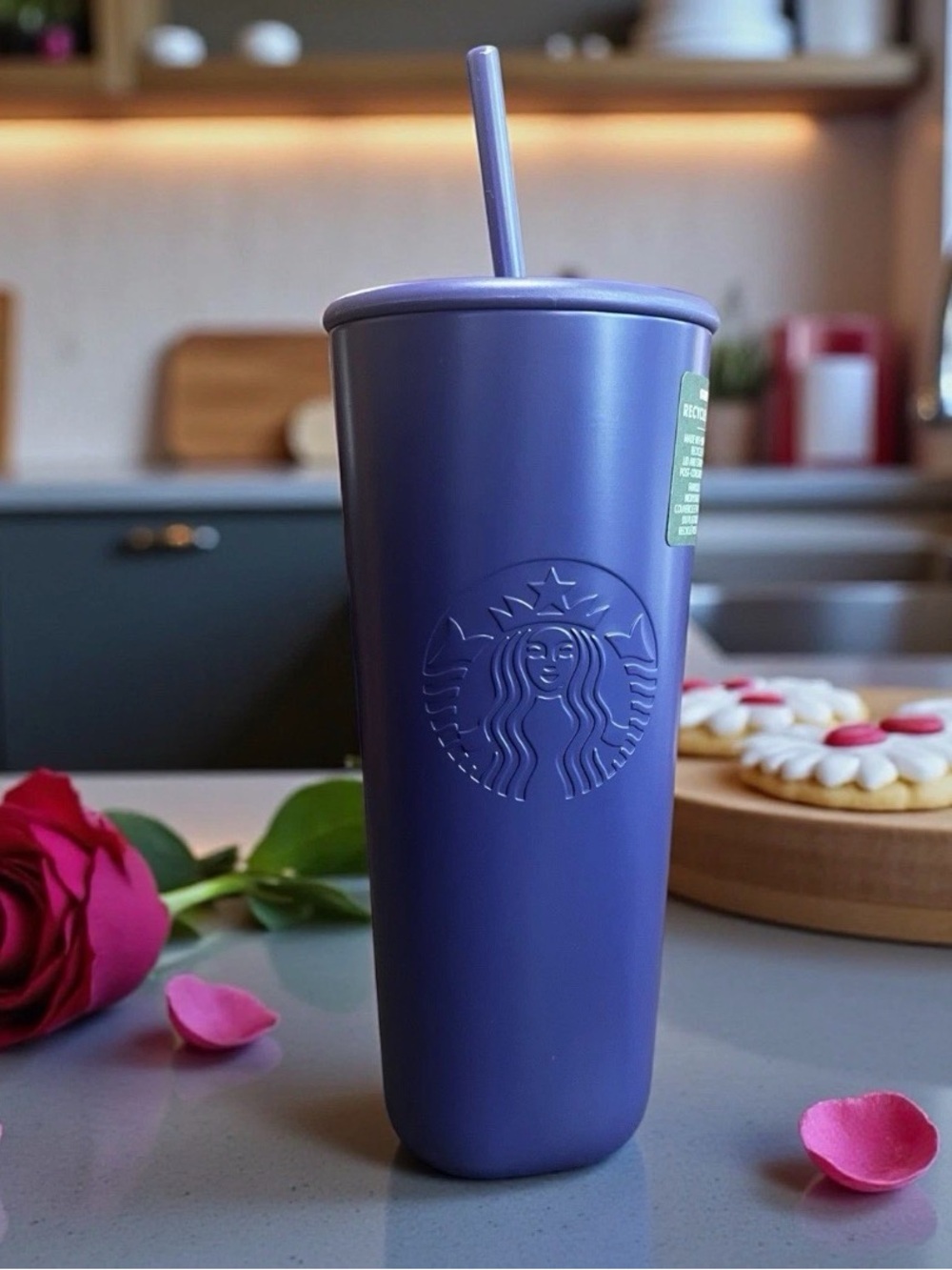NEW Starbucks Purple Eco-Friendly Tumbler Recycled Plastic Coffee Travel Mug Tea